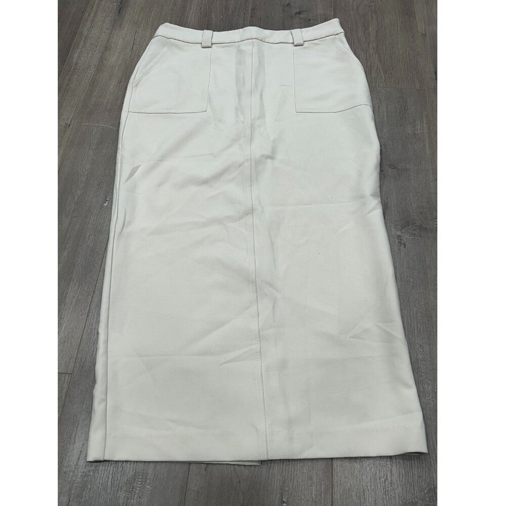 Joie Ivory Front Pockets Side Zip Closure Business Casual Midi‎ Skirt Size 12